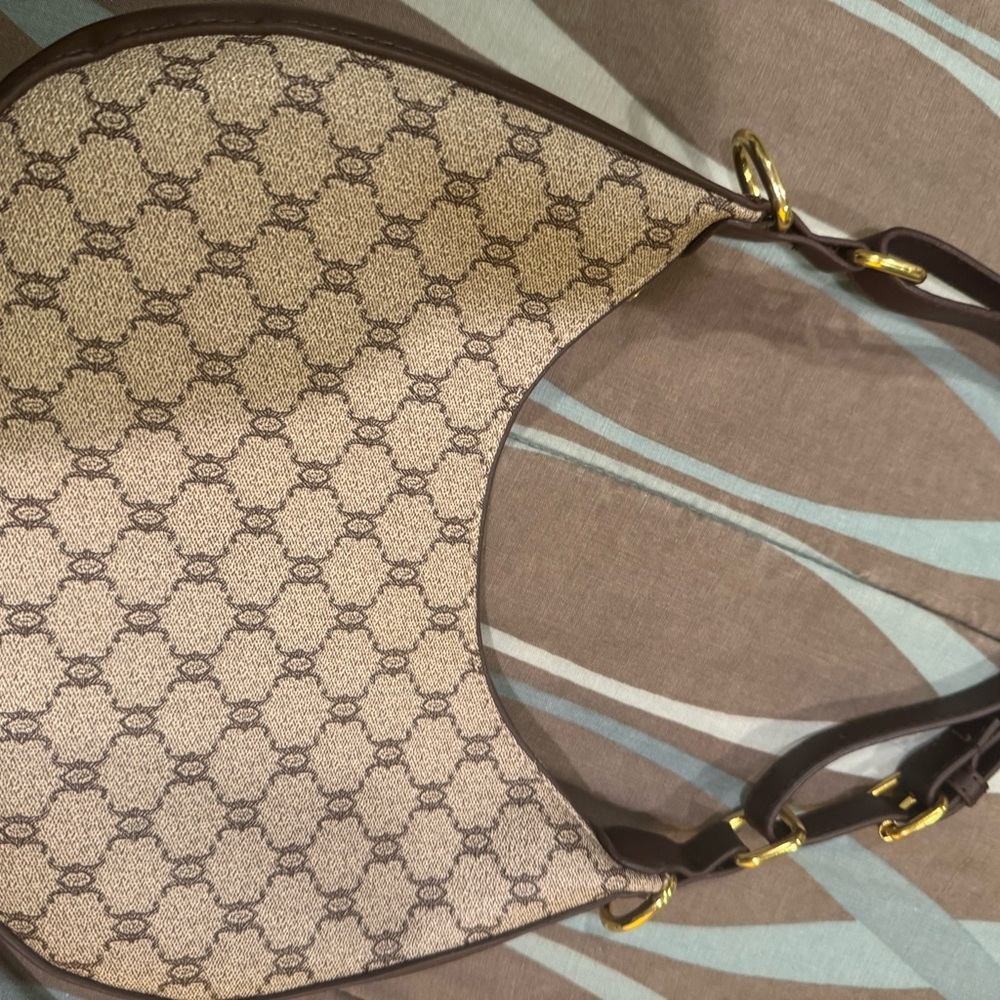 Brown and Cream Women's Bag